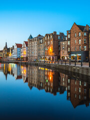Obraz premium Night view of Leith at Edinburgh, Scotland, UK