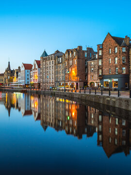 Night view of Leith at Edinburgh, Scotland, UK