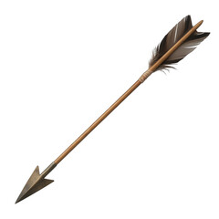 Single arrow with feather fletching on transparent background