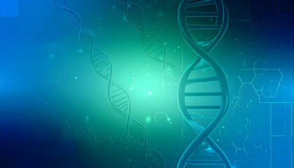 Abstract scientific background with 3D rendered DNA double helix molecules