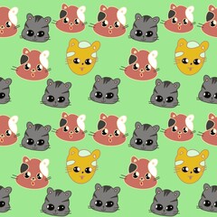 seamless pattern with funny animals cat