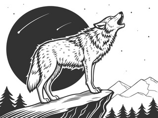 Obraz premium wolf in the night