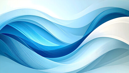 Abstract background with flowing blue and white dynamic waves and lines