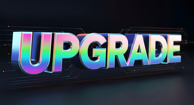 upgrade text with futuristic digital background