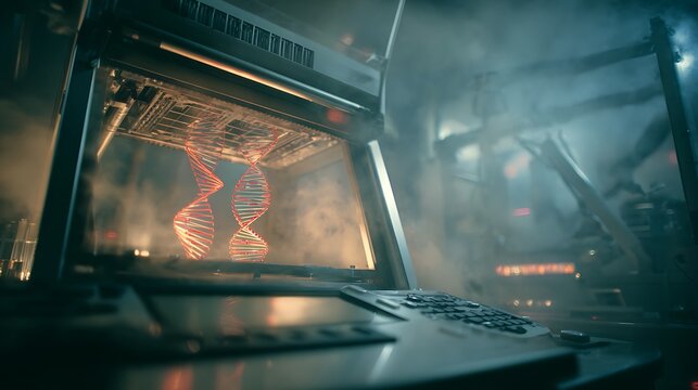 Dna sequencing research laboratory technology futuristic science genetic engineering medical innovation scan machine