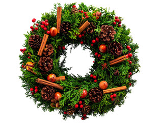 Cinnamon Sticks in Christmas Wreath, Top-Down View