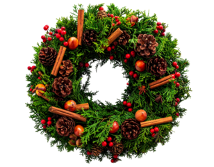  Cinnamon Sticks in Christmas Wreath, Top-Down View