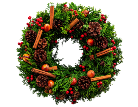  Cinnamon Sticks in Christmas Wreath, Top-Down View