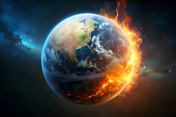 Fiery Planet Earth. A Burning World. Climate Change and Environmental Disaster