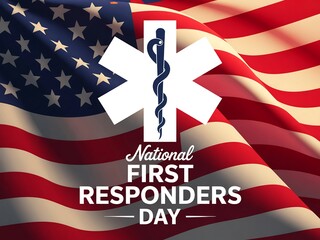 National first responders day with star of life on american flag background