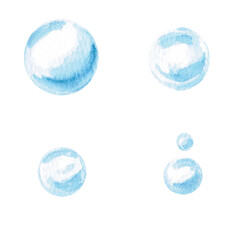 A set of blue bubbles. Isolated watercolor illustration for children's prints, clothing, and interior design for themed parties and children's rooms.