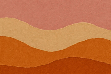 Layered torn-paper hills in warm terracotta and beige – textured abstract background