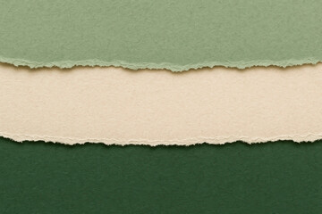 Torn paper layers in green tones – textured abstract background
