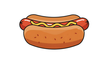 Cartoon Hot Dog with Mustard on a Bun - Vector Illustration png clear alpha channel cutout isolated on transparent background