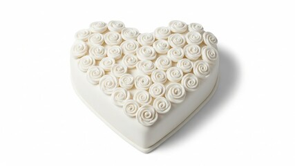 Buttercream Rosette Heart. Close-Up Detail. White Background.
