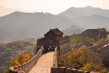 Great Wall of China, famous landmark in autumn landscape