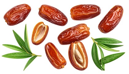 Dried dates with leaves