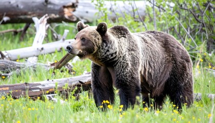 Fototapeta premium Grizzly bear in a meadow