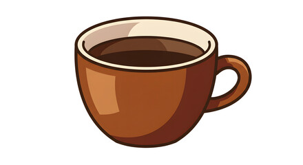Obraz premium Illustration of a Brown Coffee Mug Filled with Dark Coffee png clear alpha channel cutout isolated on transparent background