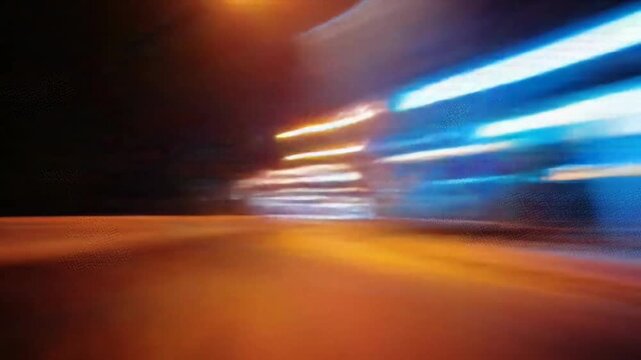 Dynamic Light Trails: Abstract Time Lapse Footage of Urban Night Traffic