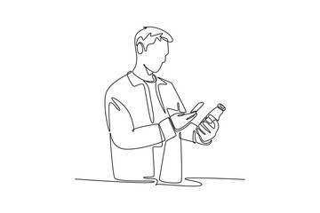 Tech meets food concept. Single line draw design. Vector graphic illustration