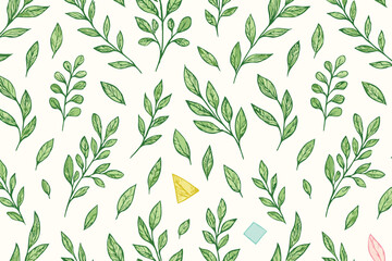 seamless pattern with green leaves