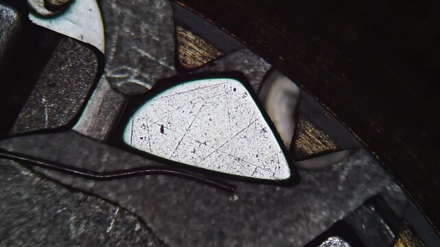 Vintage Watch Mechanism Under Microscope - DIC Reveals Brass Surface Texture, Machining Marks and Ruby Bearings #7