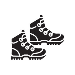 hiking boots black flat icon for digital and print projects.