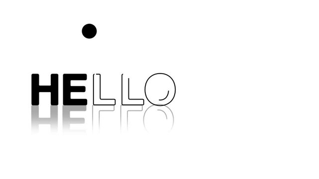 animated jumping or bouncing ball Hello May text word lettering typography glow neon reveal, Bright letters jump in the inscription theme video,motion seamless loop black type on white bg   
