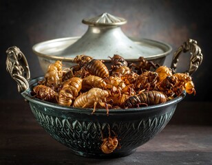 Dried insects in a bowl