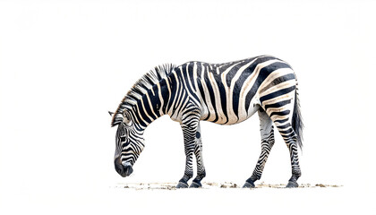 Fototapeta premium Zebra isolated on white background, with space for text; wallpaper