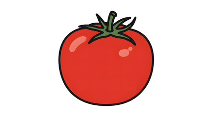 Vibrant Cartoon Tomato Illustration with Black Outline and Soft Glow png clear alpha channel cutout isolated on transparent background