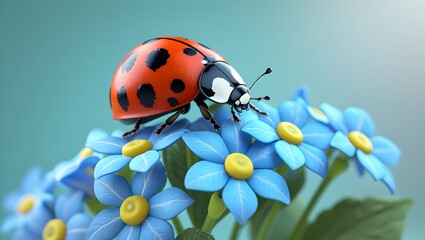 Ladybug on Forget-Me-Nots