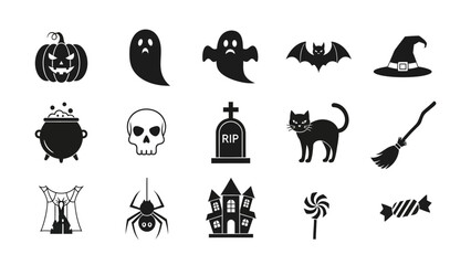 Obraz premium Halloween icons set spooky symbols collection.