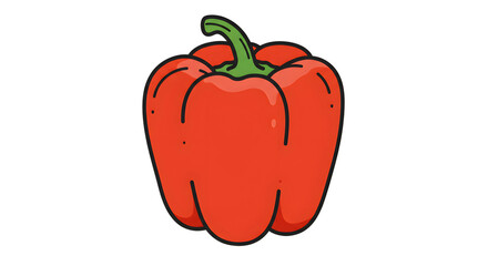Vibrant Red Bell Pepper Cartoon Icon with Shadow Effect png clear alpha channel cutout isolated on transparent background