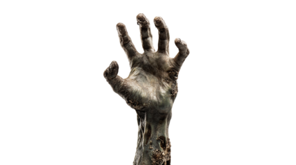 decaying hand reaching up isolated on transparent background