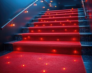 Red carpet stairs with embedded lights