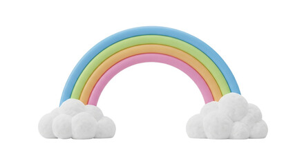 A pastel rainbow bridging fluffy clouds symbolising dreams and hope after the storm set against a stark black background