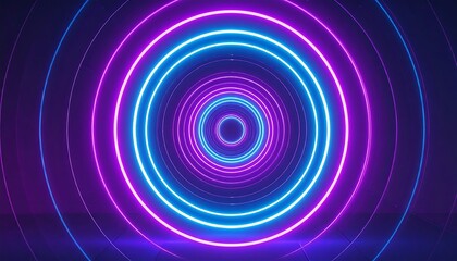 Neon circles in a dark space