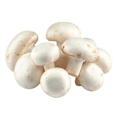 - Fresh White Button Mushrooms Cluster, isolated on transparent background