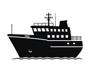 Obraz premium Black silhouette of a ship on water