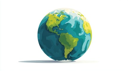A globe clipart, global business element, flat design illustration, blue green palette, isolated on white background.