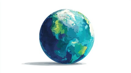 Fototapeta premium A globe clipart, global business element, flat design illustration, blue green palette, isolated on white background.