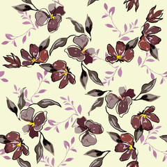seamless pattern with red flowers