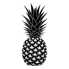 Obraz premium Striking Black and White Pineapple Silhouette Vector Illustration Isolated on White Background Tropical Fruit Icon Graphic Design Element