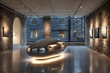 Large metallic modern sculpture artwork high resolution picture