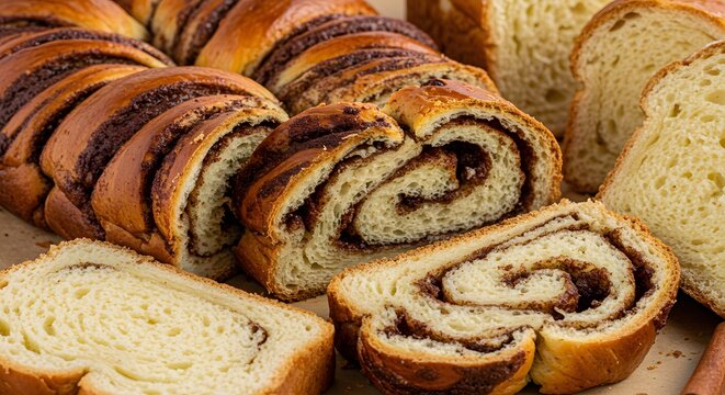 Cinnamon rolls bread slices close up - Powered by Adobe