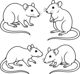 Obraz premium Line art rats