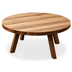 Rustic round wooden coffee table with three legs