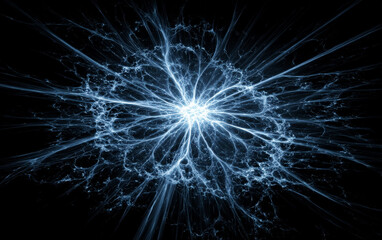 Bright blue electric-like patterns spreading out in all directions